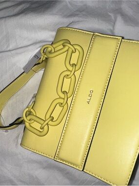 ALDO Lemon Yellow Chain-Link Crossbody Bag